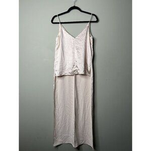 Obando Cream Satin V-Neck High Low Tank Top Women's Size 2